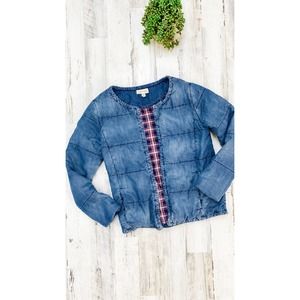 Anthropologie Cloth & Stone Chambray Tencel Quilted Jacket